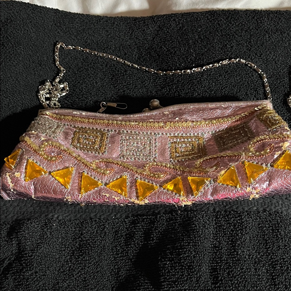 Elegant Pink and Gold Clutch